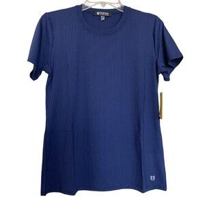 Eleven By Venus Williams Shirt Size Large L Blue Ribbed Short‎ Sleeve